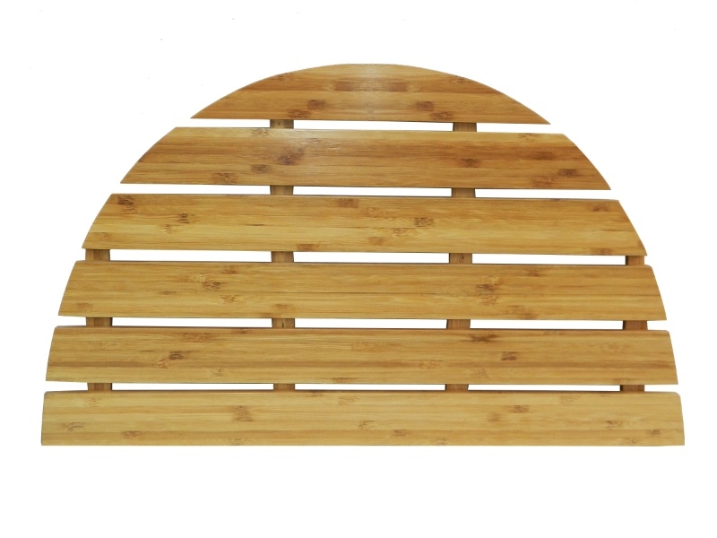 Premium Pro Semi-Circular Bamboo Bath Mat - Eco-Friendly Durable Design